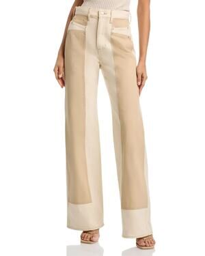NWT Veronica Beard Taylor High-Rise Wide-Leg Jeans Sz 28 Ecru Stone Khaki #9F607